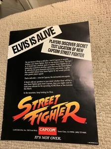 Original 1992 ad 11- 8.5'' Street Fighter Elvis Capcom ARCADE VIDEO GAME FLYER - Picture 1 of 3