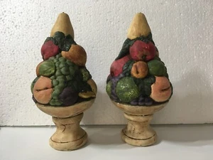 Walnut Ridge Collectibles Fruit Topiary Trees Pair (2) Dated 1997 Heavy Signed - Picture 1 of 12