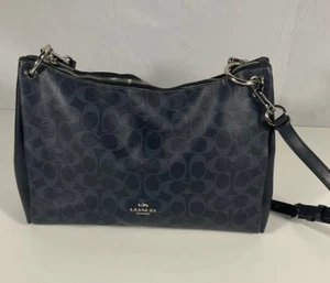 Coach 91511 Mia Satchel Signature Canvas Purple and Black Handbag Cross Body - Picture 1 of 8