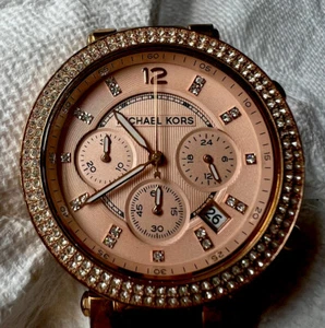 Michael Kors Damen Parker Chronograph Kristalle Roségold Schildpatt Design - Bild 1 von 12