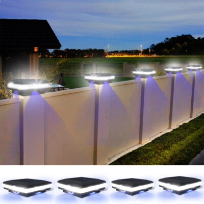 4X LED Solar Post Cap Light Outdoor Waterproof Garden Patio Fence Pillar Lamps - Image 1 of 4