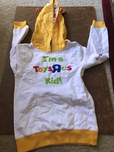 New I’m A Toys R Us Kid White Hooded Sweatshirt Hoodie Geoffrey Giraffe Kids 8 - Picture 1 of 2