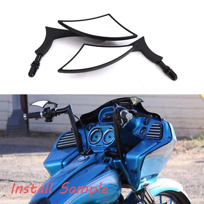 Espejos retrovisores de hoja negra para Harley Davidson Softail EFI FXSTI Foto 1 de 4