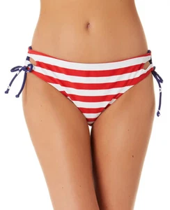 Bikini Swim Bottoms Red White Stripe Juniors XS CALIFORNIA WAVES $19 NWT - Picture 1 of 4