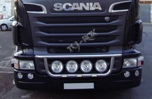 For SCANIA P G R 6 CHROME BULL BAR GRILL BAR SPOTLIGHT BAR LIGHT 2004-2015 LED - Picture 1 of 11
