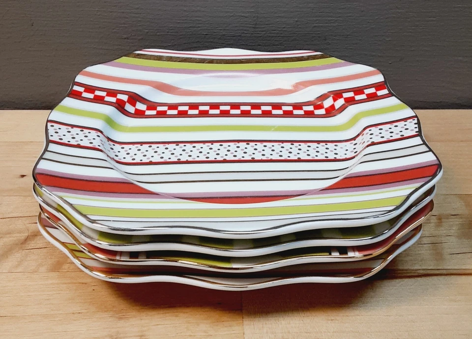 Set of 4- Rosanna Dessert Appetizer Plates 6” Abstract Designs- 3 Sets Available - Image 1 of 4