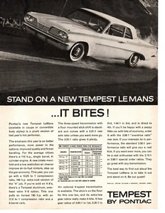 1962 PONTIAC TEMPEST ~ STAMPA ORIGINALE ANNUNCIO - Foto 1 di 2