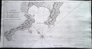 Antique map, Seale / Anson, A plan of the harbour of Chequetan or Seguataneo - Picture 1 of 1