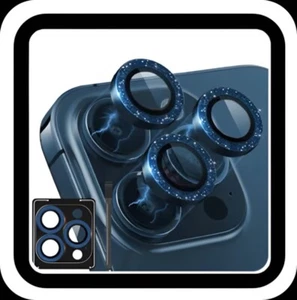 iPhone 15/15 Pro Max Camera Lens Protector, Sparkling/ Diamond Blue Bling NEW - Picture 1 of 2