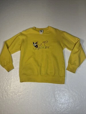 Vintage Mickey Mouse Sweat Shirt Size Small Yellow - Image 1 of 4