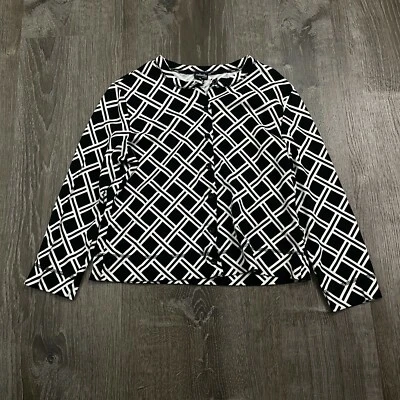 Rafaella 女子开衫毛衣纽扣黑色白色印花 S 码娇小 — 第 1/4 张图片