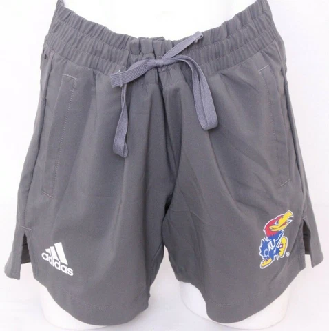 NEW Kansas KU Jayhawks Adidas Gray Athletic Shorts Training Running Women's S Cover