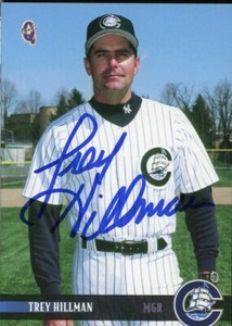 2000 Columbus Clippers TREY HILLMAN Signed Card autograph AUTO YANKEES ROYALS