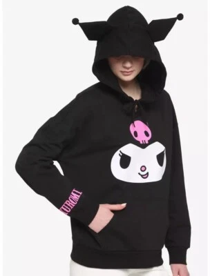 Sanrio Kuromi черный толстовка с капюшоном 3D уши Hello Kitty Hottopic - новый - Изображение 1 из 3