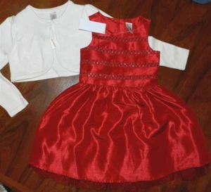 Red Dress Silky 2pc Dressy Sweater Holiday Classic Party Gymboree Girl sz 4 New - Picture 1 of 5