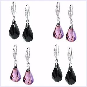 Colgante de lágrima remolino hélice de cristal Swarovski Elements 18 mm negro azabache CZ colgante - Imagen 1 de 3