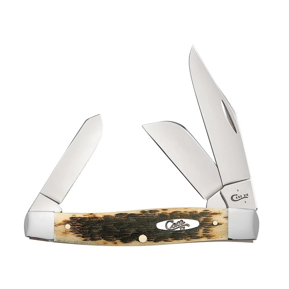 Case Stockman 3-Blade, Clip Point Folding Knife w/Jigged Amber Handle #00204 - Image 1 of 1