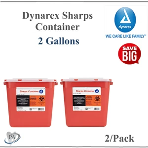 Medical Sharps Container 2 Gallon Biohazard Needle Disposal Dental Tattoo -2/Pk - Picture 1 of 2