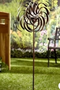 Wind Spinner 6 Foot-Tall Dual Direction Spiral Solar Garden Changing LED Colors - Picture 1 of 3