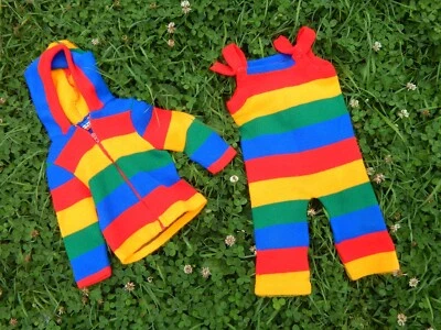 70s Petite Bateau Danskin Set Baby Rainbow Jacket & Overalls from France - EF713 - Image 1 of 4