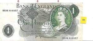 1970 ONE GREEN POUND NOTE MISS CUT - Picture 1 of 2