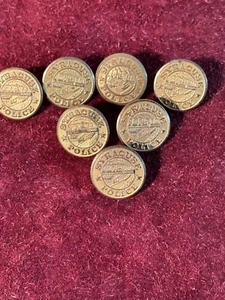 LOT OF 7 VINTAGE SYRACUSE, NY POLICE BRASS COAT BUTTONS BY WATERBURY & SUPREME - Picture 1 of 12