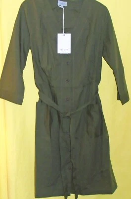 Jigsaw Sylvia Button Dress deep green cotton shirt dress Size M New Tags BNWT - Image 1 of 4