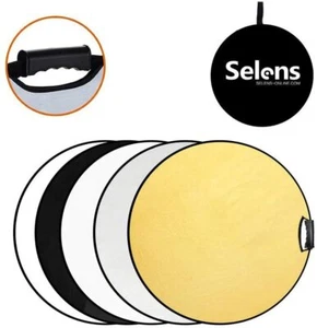 Studio 5-in-1 Collapsible Round Light Reflector Diffuser with Handle Carry Bag - Picture 1 of 12