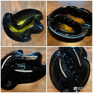 CENICEROS - MEDIADOS DE SIGLO - LOTE DE 2 - MAURICE CHALVIGNAC - NEGRO con NARANJA/AMARILLO - Imagen 1 de 10