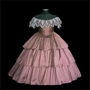 1850 Victorian Vintage Fantasy Elegant Wedding Dresses Civil War Ball Gown - Picture 1 of 7