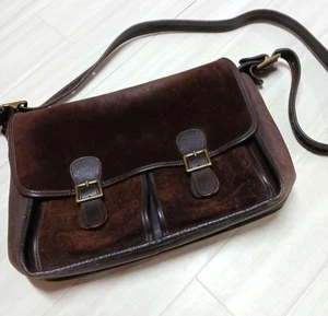 Bolso de Hombro Mensajero de Gamuza Marrón Oscuro Hecho en EE. UU. Raro De Colección De Japón - Imagen 1 de 17