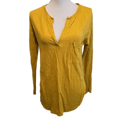 Túnica para mujer BANANA REPUBLIC 100 % lino tejida dorada manga larga S amarilla Foto 1 de 4