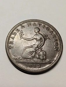 Canadá Nueva Escocia 1813 comercio y navegación medio centavo token BR963  - Imagen 1 de 2