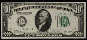 FR 2002-D $10 1928 B Federal Reserve Note US - UNC - CA1679 - Picture 1 of 2