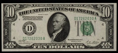 FR 2002-D $10 1928 B Federal Reserve Note US - UNC - CA1679 - Image 1 of 2