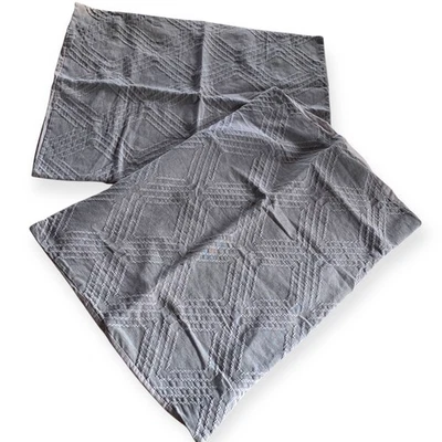 Set of 2 Nicole Miller Home Standard Gray Cotton Pillow Shams Textured Diamond - Image 1 of 4