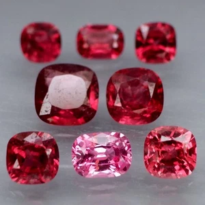 Cojín 3x3 a 4,5x4,5 mm. ¡Color encantador! Espinela roja rosa Myanmar 8 piezas/2,00 quilates - Imagen 1 de 6