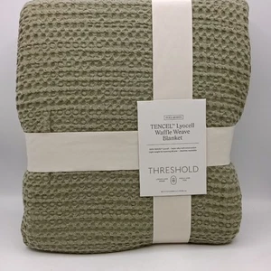 Threshold Tencel Lyocell Waffle Weave Blanket Green Full/Queen - Picture 1 of 5