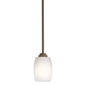 Kichler 3497 Bronze Eileen Single Light 5"W Mini Pendant With Etched Glass Shade - Picture 1 of 1
