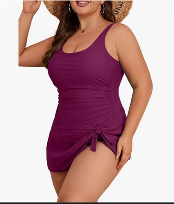 Vestido de baño Eomenie talla grande traje de baño de una pieza control abdominal 2XL Foto 1 de 2