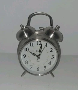 Sharp Twin Alarm Clock Metal Backlight Glow Vtg Old Fashioned Bell SPC800 Works! - Picture 1 of 8
