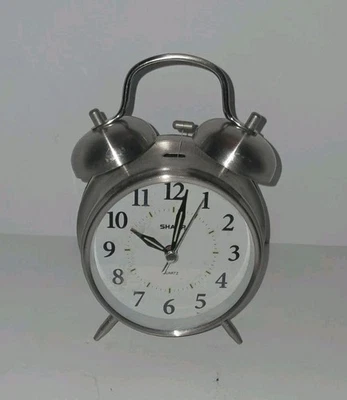 Sharp Metal Alarm Clock Backlight Glow Twin Bells SPC800 Works! - Image 1 of 4