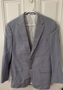 Men's Chaps Blue Striped 100% Cotton Suit Size 38R Pants 33x30 - Picture 1 of 7