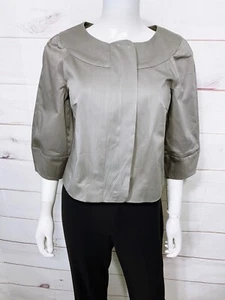 Trina Turk Womens Crop Jacket Size 6 Gray Full Zip 3/4 Sleeve - Picture 1 of 6
