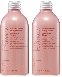 ๐ซ2 Hey Humans Body Wash Rosewater Ginger 14 oz Hydrating Essential Oils | Vegan - Picture 1 of 6