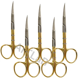 4.5" Iris Scissors Curved With Tungsten Carbide Inserts Serrated - German Steel - Picture 1 of 21