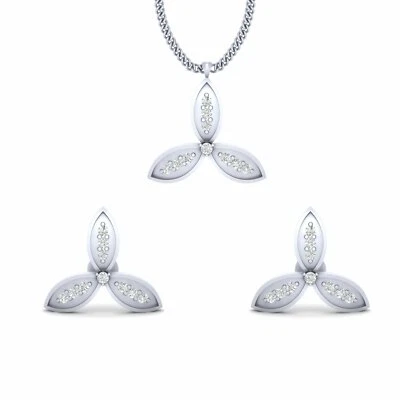 Conjunto de pendientes colgantes florales laboratorio diamante flor pétalo minimalista boda joyería Foto 1 de 4