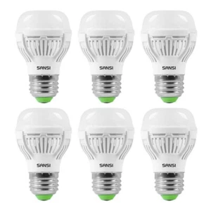 SANSI 60-Watt Equivalent A15 Non-Dimmable E26 LED Bulb 2700K Warm White (6-Pack) - Picture 1 of 6