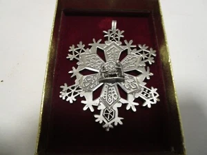Vintage Pewter Christmas Ornament Snowflake Nativity Italy Pewter boxed 1960's - Picture 1 of 9