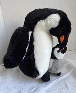 "Juguete de peluche K&M Emperor Penguin 10"" animal de peluche mamá y bebé Navidad CM - Imagen 1 de 9